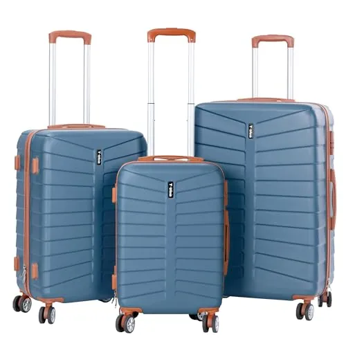 Juego de 3 Maletas Viaje Rígidas ABS con Ruedas 360° | Trolley Maleta de Cabina Ligero y Resistente | Equipaje de Mano, Mediana y Grande | Cerradura , Asa Telescópica, Interior Organizado Diseño