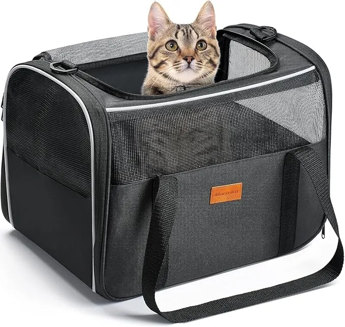 Morpilot Transportín Perro y Gato, Bolsa de Transporte Plegable y Transpirable con Correa de Hombro Ajustable, Ideal para Gatos y Mochila de Viaje para Perros Pequeños
