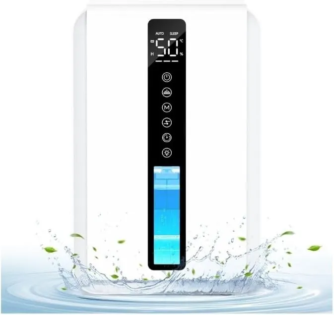 Deshumidificador 2500ML - Deshumidificador Eléctrico 3 Niveles de Potencia Ajustable, Deshumidificador Bajo Consumo con 6-48H Timer, Descongelación Autónoma, Luz Ambiental RGB para Dormitorio y Baño