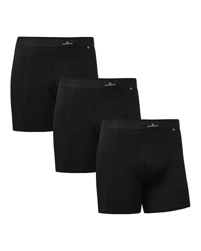 DANISH ENDURANCE Calzoncillos Hombre Boxer Algodon Premium, Pack de 3 y 10, Negro con Bragueta, M