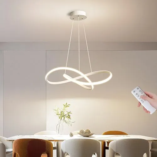 LED Lampara Techo Colgante, 30W Lamparas de Techo Salon Colgantes Moderna Regulable, Altura Ajustable Lámpara Comedor, Plafon Led Techo Lampara Colgantes para Comedor Cocina Dormitorio Salon,50cm