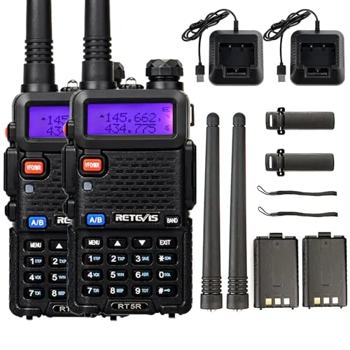Retevis RT5R Walkie Talkie, Emisora Radioaficionado Doble Banda para Caza