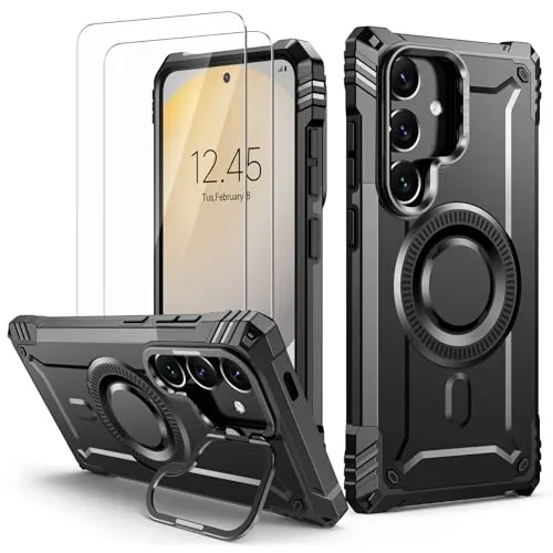 Lanhiem Armor Magsafe Funda para Samsung Galaxy S24 FE, Negro