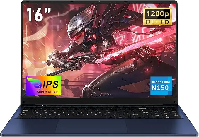 NAIKLULU 16 Pulgadas Pc Ordenador Portatil RAM 16GB SSD 1TB, Processor N150 (1,2 a 3,6GHz) Laptop 2026 Notebook Computadora Portatil, 6000Mah/Teclado Completo Retroiluminado/1920x1200P/Webcam