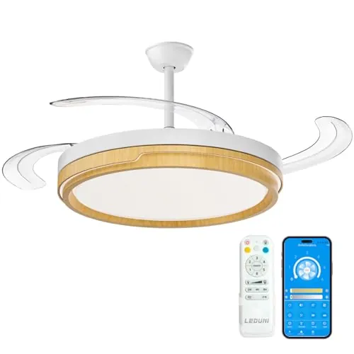 LEDUNI ® Ventilador techo con luz 66W+30W de Motor DC con Mando a Distancia