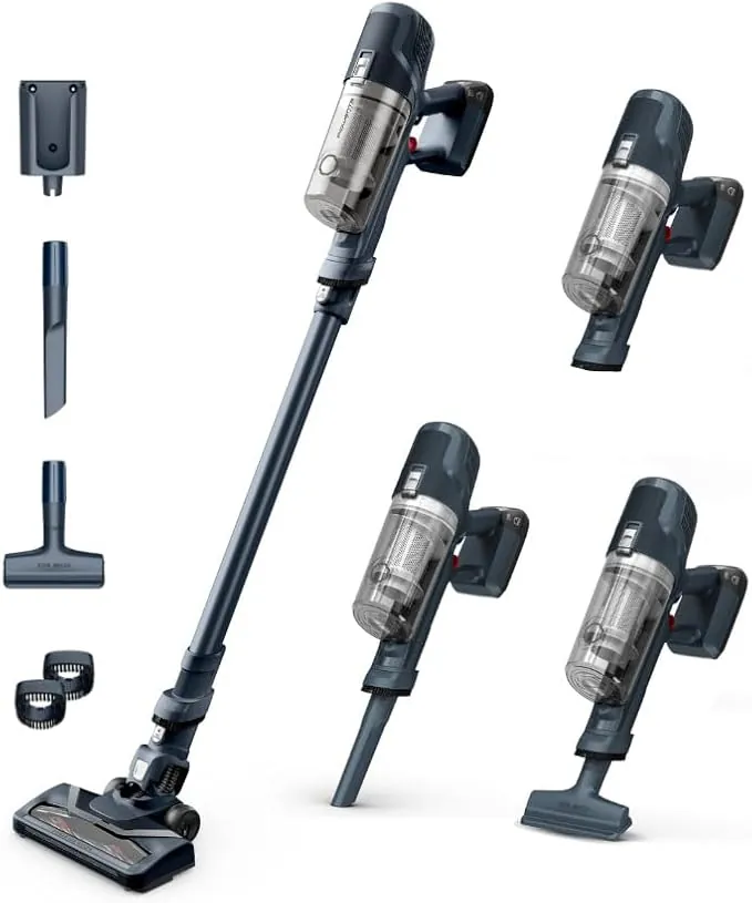 Rowenta XPert 6.60 - Aspiradora escoba versátil sin cable, con 3 funciones en 1 multiespacios, batería de litio, 2 velocidades, gatillo Boost, ligero y portatil, Azul oscuro RH6831