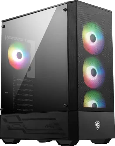 MSI MAG FORGE 112R Caja PC Mid-Tower - Vidrio Templado, Admite ATX, Micro-ATX y Mini-ITX, Panel Frontal Mallado, 4 Fans ARGB 120mm c/Controlador, Filtro de Polvo Magnético, Puertos USB 3.2 Gen1 Tipo-A