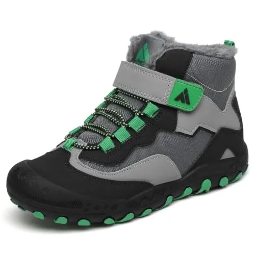 Mishansha Botas de Nieve Niño Botas Antideslizantes, Negro 30 | Forro cálido, cierre de autollenado, puntera reforzada, suela con dibujo, colegio, paseos, nieve