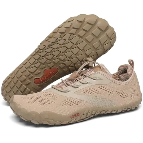 SAGUARO Zapatillas Barefoot Hombre Mujer Zapatillas Minimalistas para Deportes Acuaticos - Ligeras Antideslizante Respirable con Caja Suela Zero Drop, Marrón Sepia, 45 EU