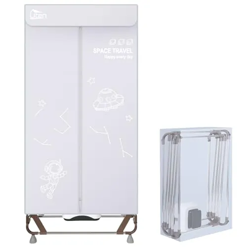 Uten Secadora de Ropa Eléctrica Portátil 1.7m, 1500W Secadora Plegable, Instalación y Almacenamiento Rápido, Capacidad de 15kg, Temporizador de 180 Min y Función de Calefacción PTC, Reducción de Ruido