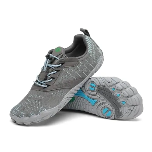 SAGUARO Mujer Hombre Zapatillas Barefoot Minimalista Respirable Calzado Minimalista Zapatillas de Trail Running Gris Francés,Gr.43