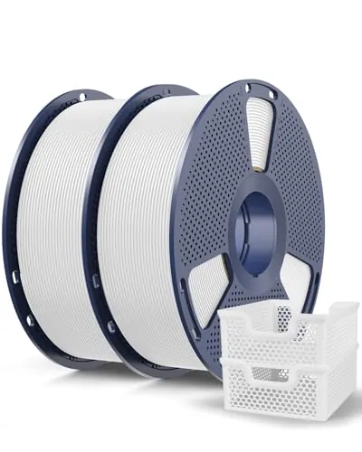 SUNLU PLA Plus 2.0 Filamento para Impresora 3D Rápido 2KG, PLA+ Mejorado para Impresión Rápida (50-600mm/s), 1.75mm Precisión ±0.02mm, 2 Bobinas de 1kg (Blanco+Blanco)