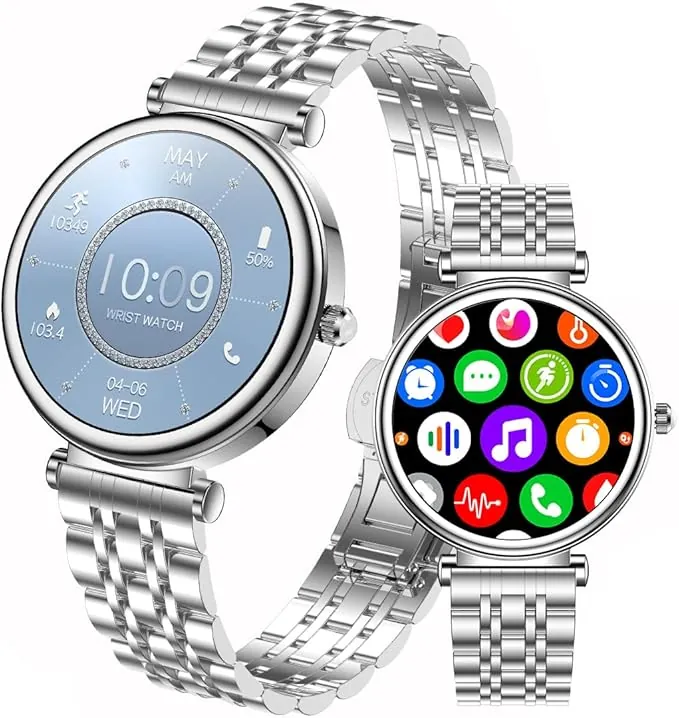 Reloj inteligente para mujer, pantalla a color de 1.25 pulgadas, IP67, impermeable, rastreador de actividad física con monitor de frecuencia cardíaca, sueño, podómetro, para teléfonos Android e iOS