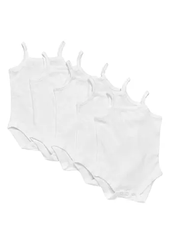 Marks & Spencer Pack de 5 Bodies Puro algodón de Tirantes (6½ lbs-3 años) Blanco Niños Unisex 6-9 Meses