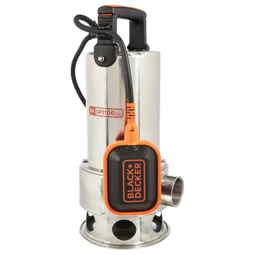 BLACK+DECKER Bomba Sumergible BXUP1100XDE para Aguas Sucias (1.100 W, Caudal max. 16.500 l/h, Prevalencia max. 10,5 m)