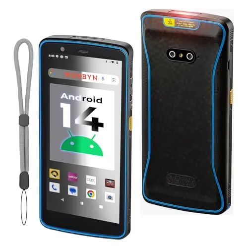 MUNBYN Escáner de código de Barras Android 14, PDA escáner 2D 1D QR Code, Pantalla Grande de 5.7 Pulgadas, 4+64G, IP67, Wi-Fi de Doble Banda, 4G, BT, Recolector de Datos para almacén