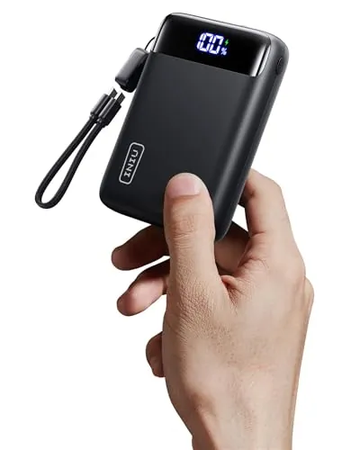 INIU Power Bank, Ultrapequeño 20000mAh 22,5W Carga Rapida Bateria Externa con Cable USB C Adjunto, Apto para Avión, Esenciales de Viaje, Bateria Portatil para iPhone 17 16, Samsung, iPad, Xiaomi etc