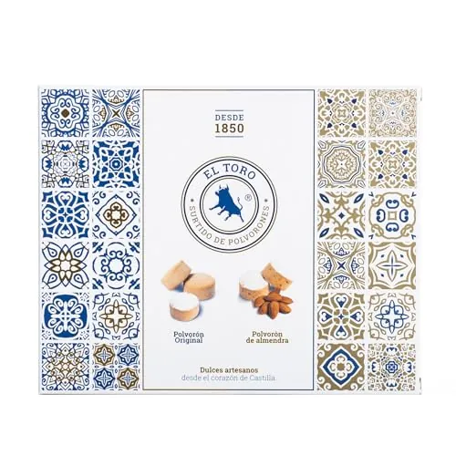 El Toro - Surtido de Polvorones el Toro Almendra y Original - estuche 500 gramos - Valladolid (Tordesillas) - elaborados con almendras y harina- dulces Navidad - receta tradicional
