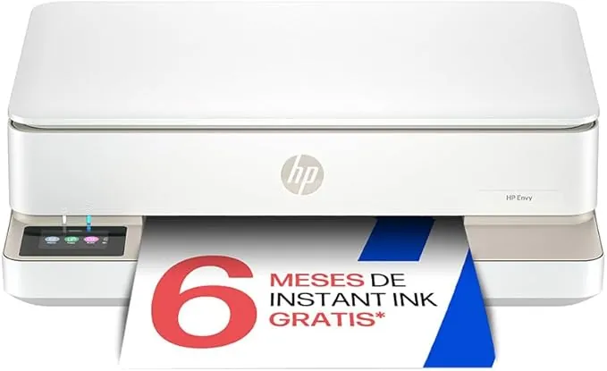 HP Envy 6120e 714L8B, Impresora multifunción de inyección de Tinta A4 a Color, Conexión Wi-Fi, Impresión a Doble Cara automática, hasta 10 ppm, 6 Meses de impresión Instant Ink, Blanca