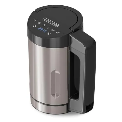 BLACK+DECKER - Sopera Eléctrica BXSM1000E | Hornillo de Sopa 1040W | Jarra Inox 1,6L | 7 Programas Automáticos | Smoothies y Compotas | Mantener Caliente | Pantalla Digital | Sin BPA