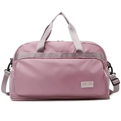 Vllcsla Bolsa de Gimnasio Deporte Mujer Grande, Expandible 37,7 L a 50,7 L, con Bolsillo Húmedo, Bolsa de Viaje Deportiva de Fin de Semana con Correas, Bolso Weekend Equipaje de Mano Ligera