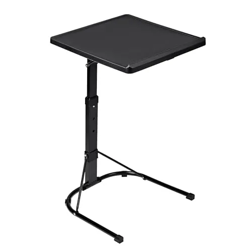T-LOVENDO.ES Mesa Auxiliar Plegable con Altura Ajustable, Forma de C, con 3 Alturas (de 63,5 a 76 cm), 3 Ángulos Ajustables, para Ordenador Portátil, Lectura, Sofá, Sillón