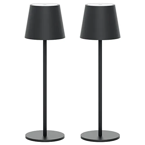 Klighten LED Recargable Lámpara de escritorio Antracita con batería, Regulable Lámpara de mesa con USB-C Carga para Interiores y Exteriore, 3000K de Luz Cálida, Aluminio, Imperméable IP54