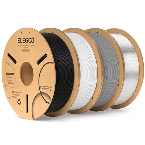 ELEGOO Filamento PLA 1.75 4KG Negro, Blanco, Gris, Traslúcido