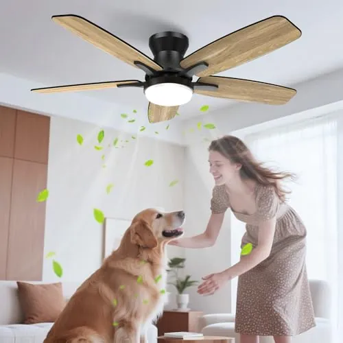 Airwit 106cm Silencioso Ventilador de Techo con Luz Doble Cara Aspas, Regulable Lampara Ventilador Techo con Mando a Distancia y Reversible Motor DC para Dormitorio Salon, 6 Velocidades