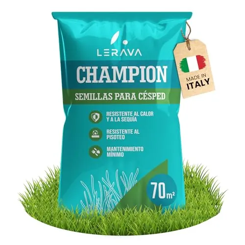 LERAVA CHAMPION semillas césped (70 m²) - césped resistente a la sequía - mezcla con festuca arundinacea - bajo consumo de agua y crecimiento rápido - ideal para jardín natural y repoblación