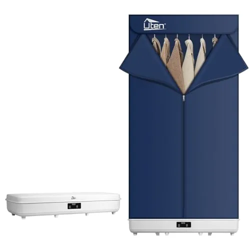 Uten Secadora de ropa eléctrica, 1500 W secadora desmontable, portátil, caja de almacenamiento, temporizador, perfecta para viajes de negocios, residencias universitarias, hoteles y campings
