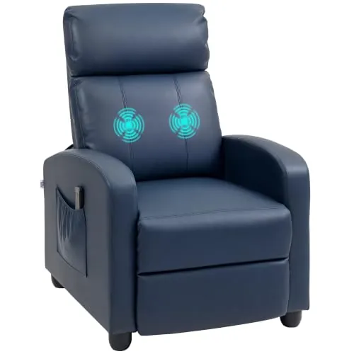 HOMCOM Sillón de Masaje Reclinable Mando a Distancia 68x88x98cm Azul Oscuro