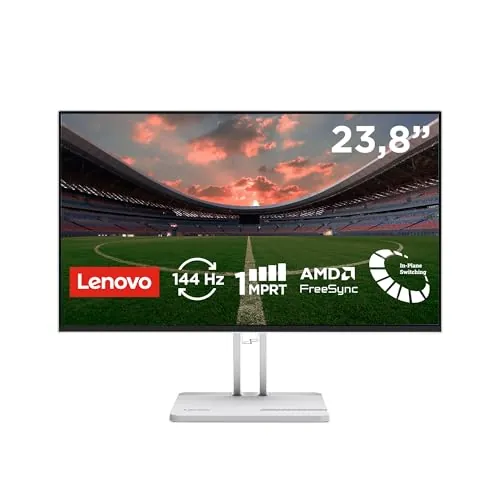 Lenovo L24-4C - Monitor FHD 23.8" (IPS, Tasa de Refresco 144Hz, Tiempo de Respuesta 1ms, AMD FreeSync, HDMI 1.4, VGA, 2 Altavoces Integrados de 3W, VESA 100 x 100 mm, Soporte Inclinable) Gris Nube