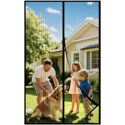 DIKER Mosquitera Cortina Puerta Magnetica Imantada Exterior Corredera, Antimosquitos con Imanes, Tela Mosquiteras de Ventanas para Puertas del Balcón, Magnético Automático(160x210cm,negro)