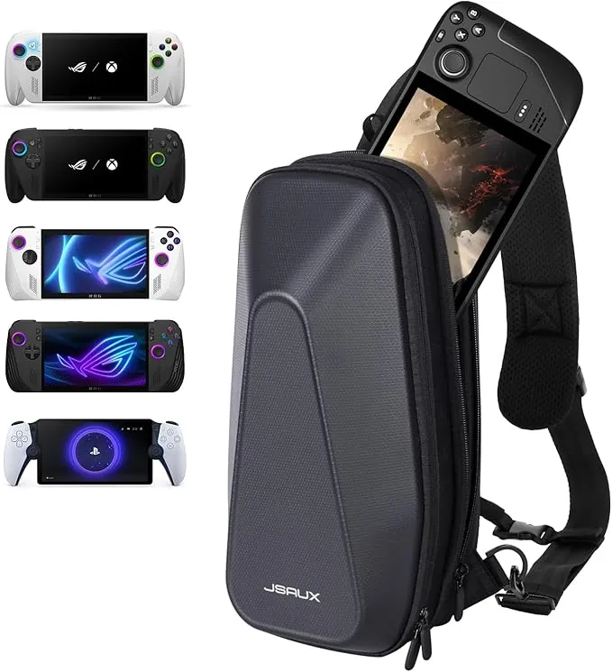 JSAUX Bolsa Sling para Steam Deck (OLED)/ROG Xbox Ally X (2025)/Xbox Ally/ROG Ally (X), Funda de Transporte con Carcasa Rígida, Bolsa Crossbody de Accesorios para Viajes - BG0105X