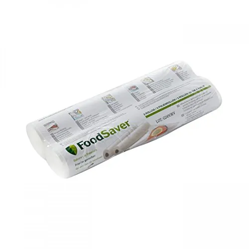 FoodSaver bolsas de envasado al vacío reutilizables, Para dispositivos de envasado al vacío, Sin BPA, 2 rollo de bolsas de alimentos (28 cm × 5,5 m)