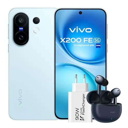 vivo X200 FE Smartphone 5G, Móvil 12 GB + 512 GB, Pantalla LTPO de 6,31” con calibración de Color ZEISS Master, cámara superteleobjetivo ZEISS de 50 MP con IA, Mediatek Dimensity 9300+, 6500 mAh