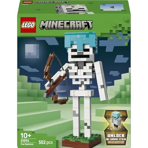LEGO Minecraft El Esqueleto 21594 | Juguetes para niños de 10+ años, figura articulada con casco de diamante, decoración del dormitorio, regalo gamer, 502 piezas