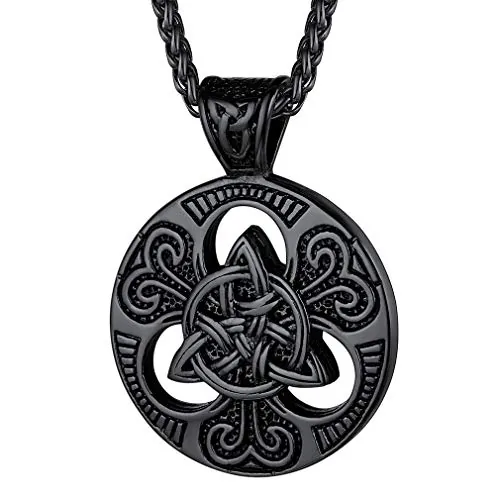 FaithHeart Colgante Triqueta Collar Celta Hombre Acero Inoxidable 316L Lazo de Bruja Colgante Brujería Amigo Joyería Culturismo Espiritual Irlandés