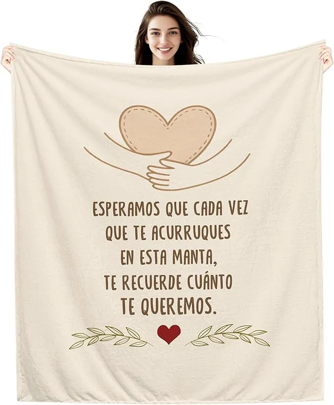 Amorea Esperamos Que Cada Vez Que te acurruques en Esta Manta te recuerde cuánto te Queremos Mantas para Mujeres Hombres Mamá Papá Hija Hermana Abuela Abuelo Tía Regalo de cumpleaños (b)
