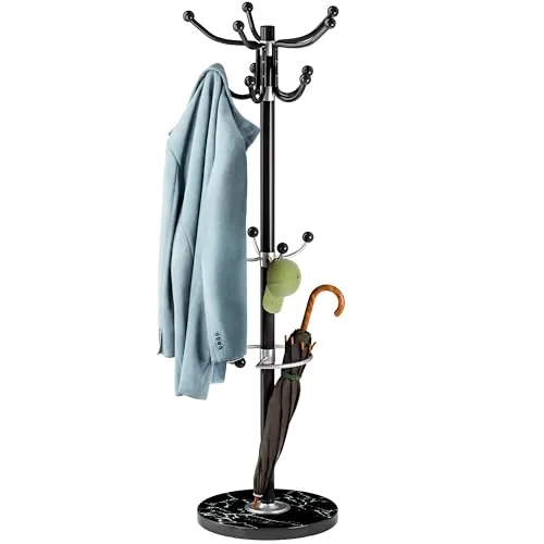 CASARIA Perchero de Pie Árbol 14 Ganchos 175x37Cm Negro