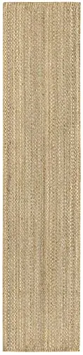 HAMID - Alfombra de Yute Granada 100% Fibra de Yute Natural, Alfombra Suave, Tejida a Mano, Alfombra de Salón, Comedor, Dormitorio, Pasillos, Entrada, Color Natural (400x80cm)