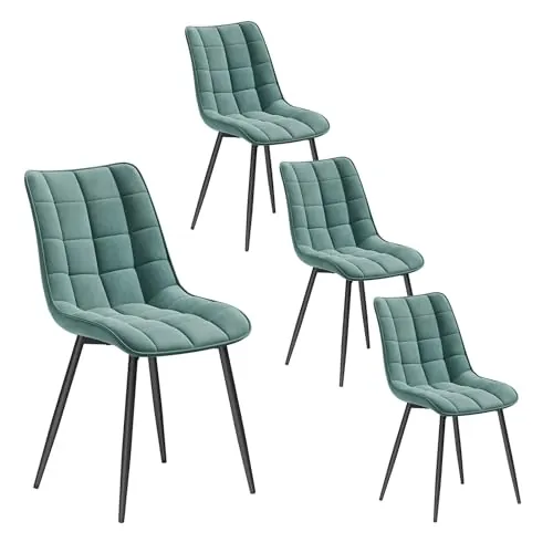 WOLTU Juego de 4 Sillas Comedor,Terciopelo,Turquesa