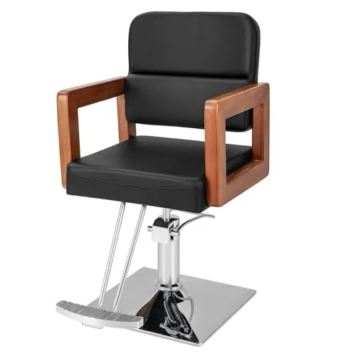 GOPLUS - Silla de peluquería, silla de peluquería giratoria 360° con altura ajustable, bomba hidráulica, respaldo ergonómico y reposapiés, estilo moderno para salón spa y belleza, carga 150 kg, color
