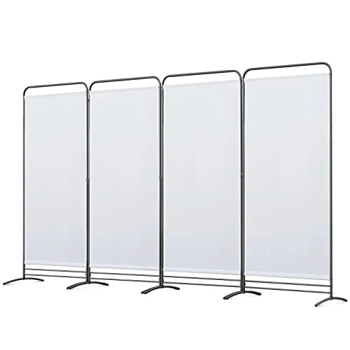 Angel Living Biombo de 4 Paneles, Decoración Elegante, Separador de Ambientes Plegable, Divisor de Habitaciones, 324 x 180 cm (Blanco, 1)