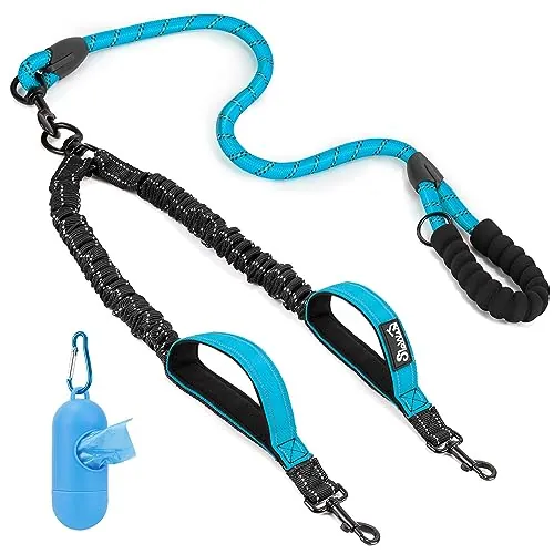 SlowTon Doble Correa para Perros sin enredos - Cable Reflectante Giratorio de Alta Resistencia Giratorio de 360 °, Entrenamiento para Caminar Amortiguador para 2 Perros medianos pequeños