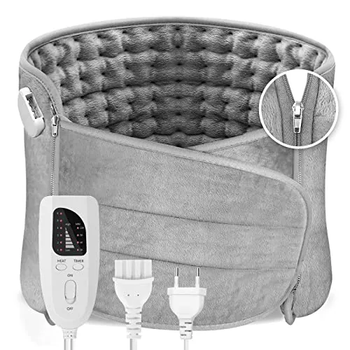 Manta Electrica, AOROY Almohadilla Eléctrica 126X30CM con Apagado Automático y Protección Contra Sobrecalentamiento, Almohadilla Térmica 6 Niveles de Temperatura 4 Configuraciones de Tiempo