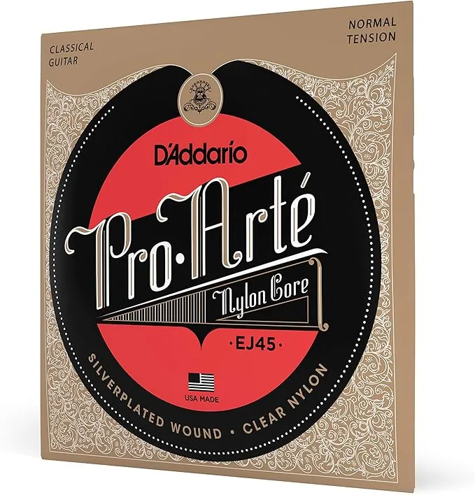 D'Addario Cuerdas Guitarra Española - EJ45 Pro-Arte, cuerdas de nailon para guitarra clásica, tensión normal