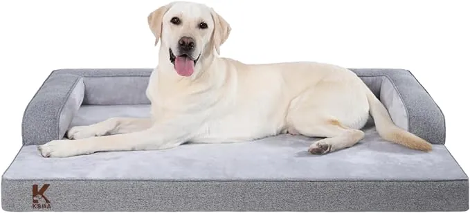 KSIIA Cama Extra Grande para Perro Impermeable Ortopédica XXL Sofá Cama para Perro con Refuerzo en Forma de U, Funda Extraíble Lavable y Base Antideslizante, Gris, 119x81x19cm