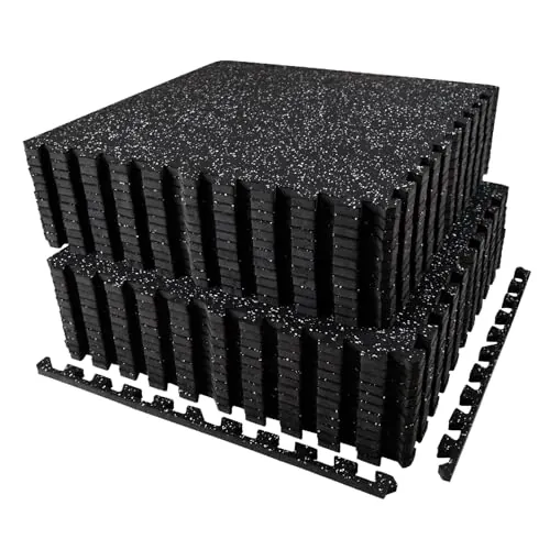 AIRHOP 24 pzs 60x60x1,4cm Suelo Gimnasio Mejorado para Equipo Pesado, Superficie de Goma Robusta, Extra Gruesa y Antideslizante, Puzzle Gym Floor para Gimnasio, Casa y Entrenamiento, 8,64 m²